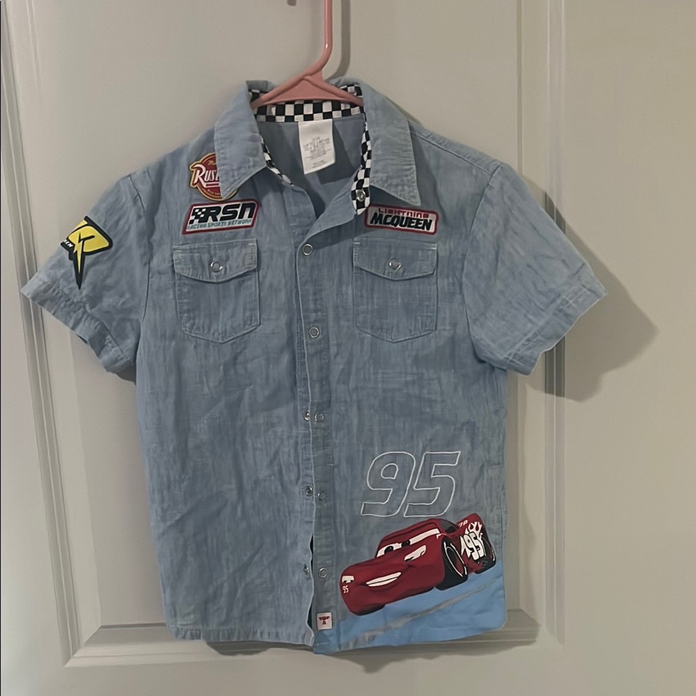 Disney Blue Cars Button Down Shirt